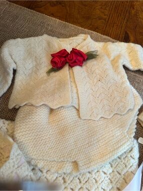 Cream Knit Kids Matching Cardigan Set , old  money charm